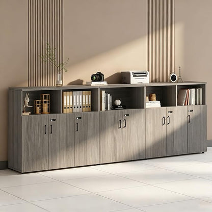 File Cabinet with Password Lock, Wood Lateral Filing Cabinet for Letter/A4 Files, 3 Drawer with Door, Printer Stand with Open Shelves for Home Office