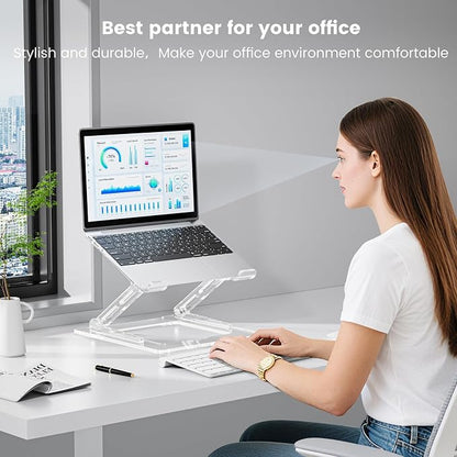 Laptop Stand for Desk, Portable Acrylic Laptop Riser, Ergonomic Adjustable Computer Stand Holder for Notebook MacBook Air Pro, Dell XPS, HP (10-17.3'')