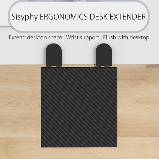 Sisyphy Ergonomics Desk Extender Tray, 9.5x9.1" Punch-Free Clamp on, Foldable Keyboard Drawer Tray, Table Mount Arm Wrist Rest Shelf, Computer Elbow Arm Support