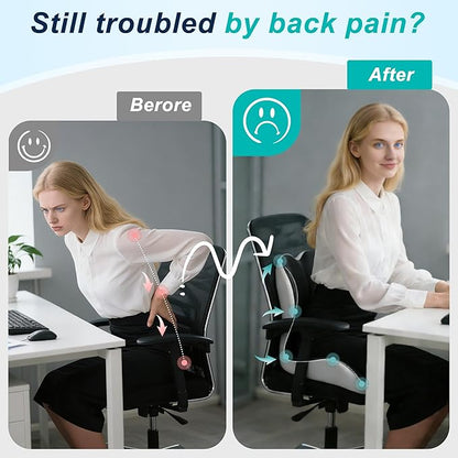 Seat Cushion for Office Chair and Car, Lumbar Support Pillow for Office Chair, Memory Foam Ergonomic Seat Cushion for Long Sitting, Back & Tailbone Pain, Sciatica - Dark Gray & Light Gray