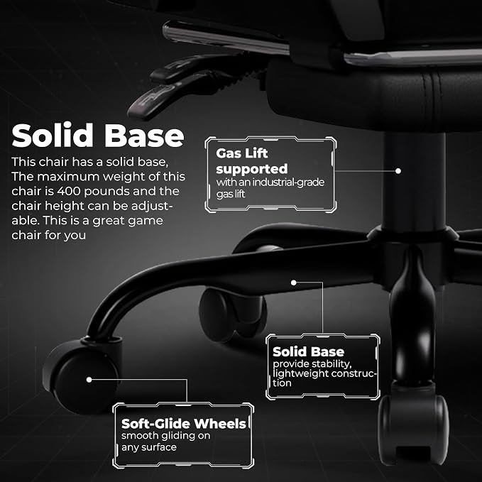 GTPLAYER Gaming Chair High Back Computer Chairs with Foot Rest for Adults, Ergonomic Height Adjustable Recliner Chair 300lbs with Linkage Armrest and Lumbar Support for Home Office, Grey