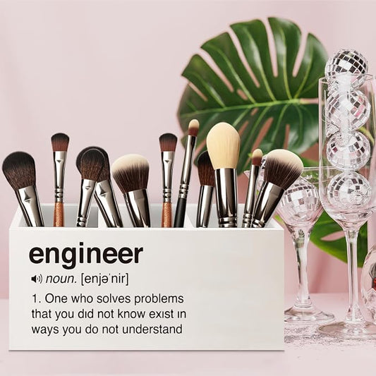 Engineer Gifts Wooden Pen Pencil Holder for Office Desk Accessories, Best Engineering Gifts Makeup Brush Toothbrush Holder Organizer for Bathroom