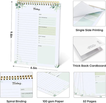 Taja 6 Pack of To Do List Notepad - To Do List Notebook for Work with 52 Sheets, 9.8" x 6.5", Undated Daily Planner Perfect for Daily Tasks and Goal Setting, Notepad Suitable for Office, Home & School - Nature