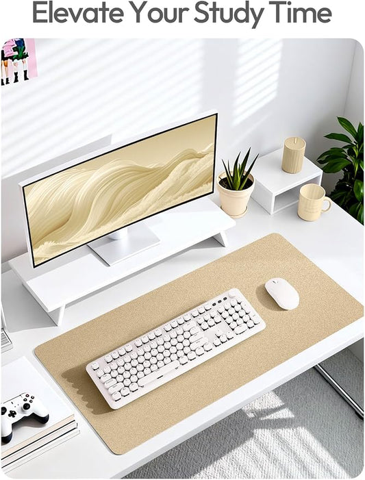 YSAGi Leather Desk Pad Protector, Office Desk Mat, Large Mouse Pad, Non-Slip PU Leather Desk Blotter, Laptop Desk Pad, Waterproof Desk Writing Pad for Office and Home (Gold, 35.4" x 17")