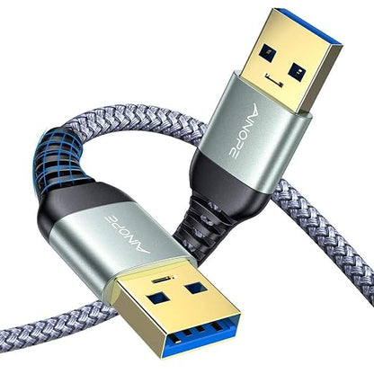 AINOPE USB to USB Cable, 1.5FT*2Pack USB 3.0 A to A Male to Male Cable [Never Rupture] Double End Type A Cord for Data Transfer, Compatible with Hard Drive Enclosures, Laptop Cooler, KVM, DVD Player