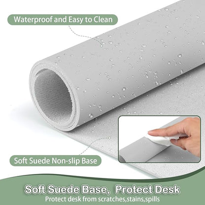 Boutilon Leather Desk Pad Protector,Non-Slip Mouse Pad,Laptop Desk Pad,Office Mouse Mat,Waterproof Leather Desk Blotter,Desk Writing Pad for Office and Home (S-Grey,24"x 14")