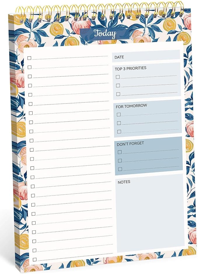 Taja To Do List Notepad - To Do List Notebook for Work with 52 Sheets, 9.8" x 6.5", Undated Daily Planner Perfect for Daily Tasks and Goal Setting, Notepad Suitable for Office, Home & School - Citrus Grove