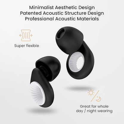 Ear Plugs for Noise Reduction, Reusable High Fidelity Earplugs for Concerts, Musicians, Motorcycles, Study, Parent, Party, Flights & Noise Sensitivity, 25-30dB Noise Cancelling Black White