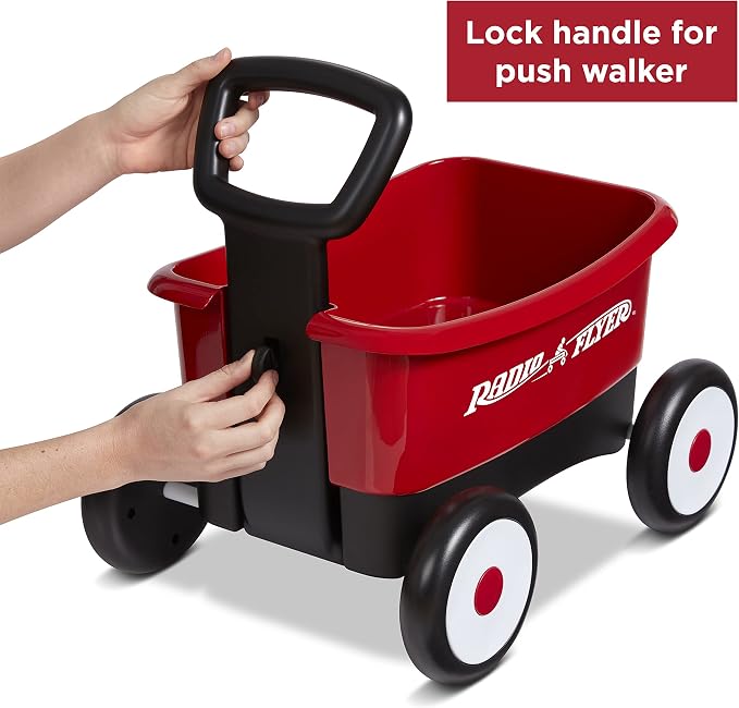 Radio Flyer Push & Pull Walker Wagon, Red, for Kids 1-4 Years Old, Locking Handle for Stability, Baby Push Walker Converts to Pull Wagon, for Indoor & Outdoor Play