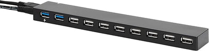 Amazon Basics USB 3.0 10-Port Hub with AC Adapter, 5Gbps Faster Data Transfer for Multiple Devices, Black