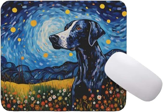 Starry Night Dog Mouse Pad for Home Office Gaming Working Desk Computer Desktop Accessories Non-Slip Rubber Mouse Pad for Dog Lovers (Great Dane)