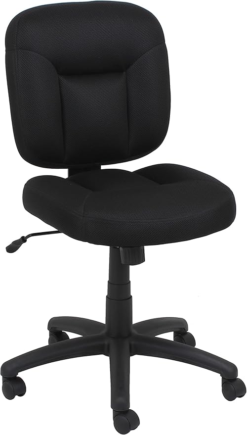 Amazon Basics Low-Back Armless Office Desk Chair with Back Support, Adjustable Height, 360 Degree Swivel, Fabric Upholstery, Rolling Wheels, Black
