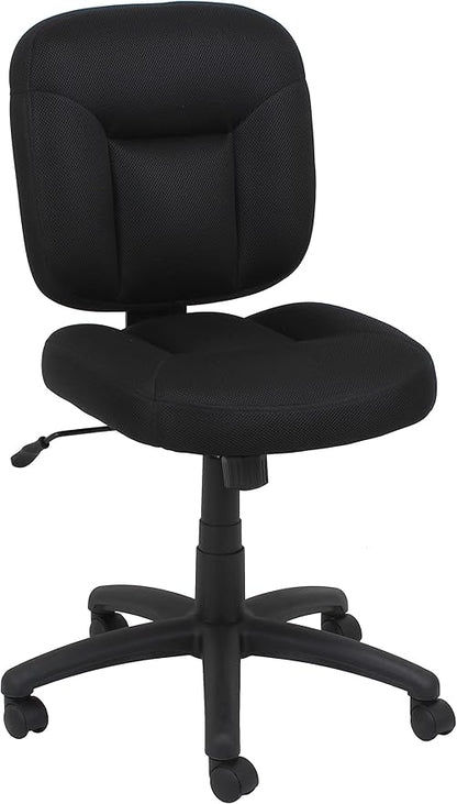 Amazon Basics Low-Back Armless Office Desk Chair with Back Support, Adjustable Height, 360 Degree Swivel, Fabric Upholstery, Rolling Wheels, Black