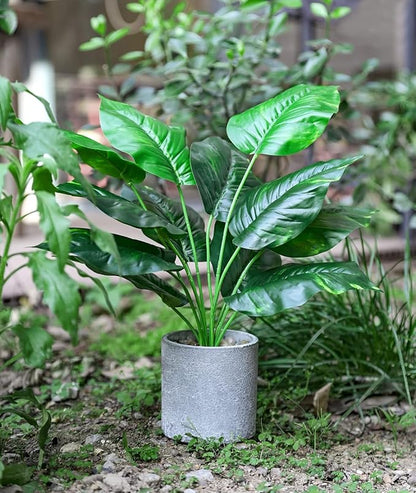 JC nateva 2pcs 16" Fake Plants Artificial Plants Tropical Faux Plants Indoor for Bathroom Kitchen Office Home Sage Green Decor