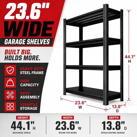 Printer Stand, Metal Shelving Adjustable Storage Shelves, printer table Office Organizer Book shelf corn shelf Industrial Shelving for office organization, black Nightstand (44.1"H × 23.6"W × 13.8"D)