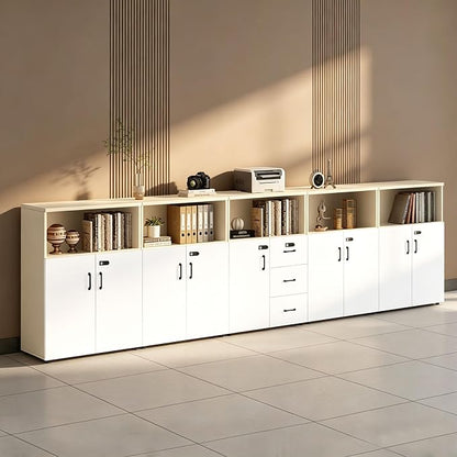 File Cabinet with Password Lock, Wood Lateral Filing Cabinet for Letter/A4 Files, 3 Drawer with Door, Printer Stand with Open Shelves for Home Office