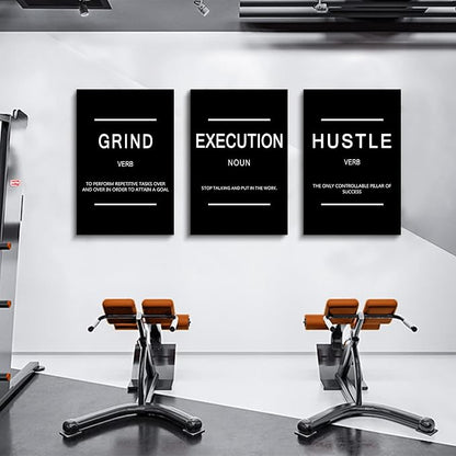 Framed Canvas Wall Art Success Quote, Office Wall Art, Black Large Poster, Positive Motivational Set of 3 Prints, Execute Failure Definition, Inspirational Print (B-3pcs,16x24inchx3pcs)
