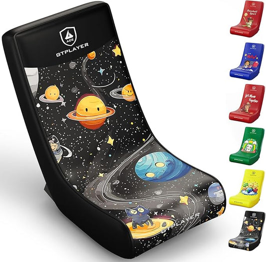 GTPLAYER Gaming Floor Rocking Chair – Rocker Floor Game Chair with Angle Limiter, Compact & Lightweight Game Seat, Black Galaxy Patterned