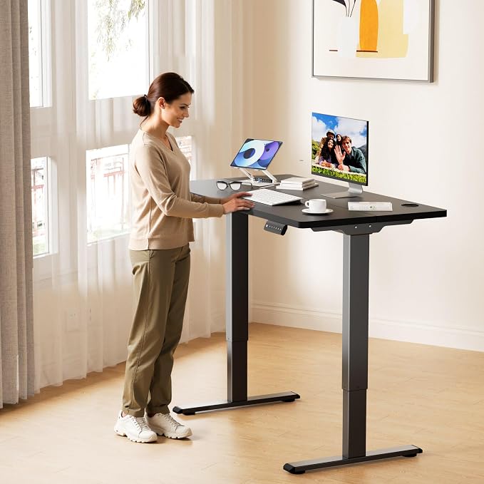 GallopFun Dual Motor Electric Standing Desk Frame for 43.3 to 70.8" Table Tops, 330lbs Weight Capacity,Ergonomic Standing Height Adjustable Base with Memory Controller,Black Frame Only