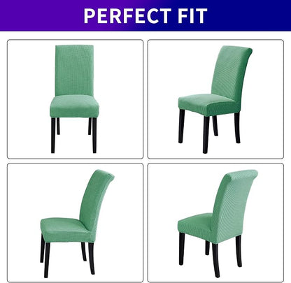 Chair Covers for Dining Room Set of 6, Stretchy Dining Chair Covers, Textured Jacquard Kitchen Chair Slipcovers, Classy Decor for Home and Banquet (Sage, 6 Pack)