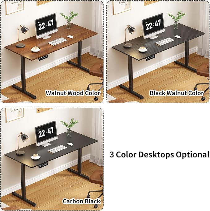 Electric Standing Desk, 39.4 x 23.6 Inches Sit Stand up Desk, Home Office Desk with 3 Memory Height Settings, Black Frame/Carbon Blacktop