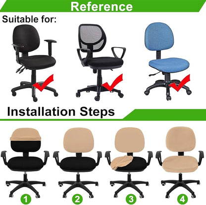 Smiry Stretch Jacquard Office Computer Chair Covers, Removable Washable Universal Desk Rotating Chair Slipcovers Protector, Seat + Backrest Cover, Camel