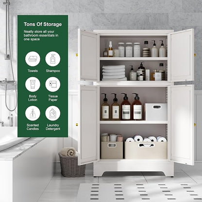 Bevivog Metal Locker Storage Cabinet,Home Accent Cabinets with 4 Doors and 2 Adjustable Shelves, Sideboard Coffee Bar Cabinets Small Pantry for Entryway, Bathroom, Kitchen,Living Room,Hallway