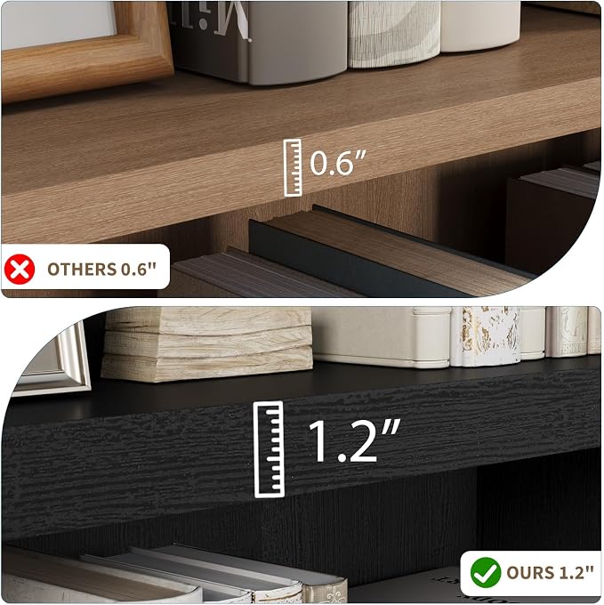 Rresyet 4 -Tier Bookcase, 31" Tall Book Shelf, 55” Wide Bookshelves, Wooden Bookcase Display Storage for Home Office, Living Room and Study Room (Black)