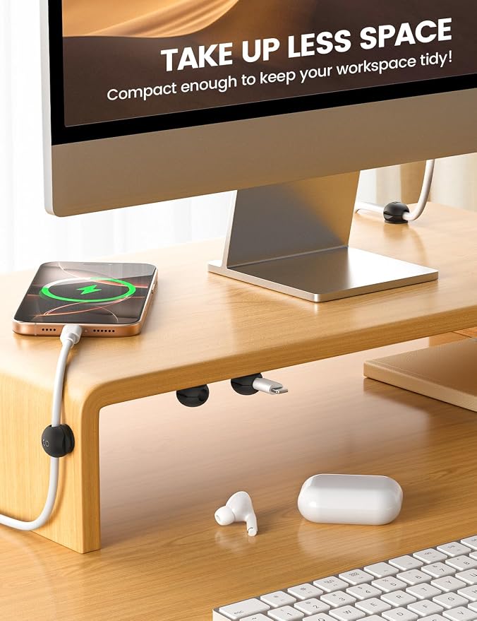 Lamicall 12Pack Magnetic Cord Organizer, Desk Desktop Dorm Organizer Decor Accessories, Silicone Mini Cable Management Clips for Phone Charger Cable, Cord Holder for Nightstand Home Office