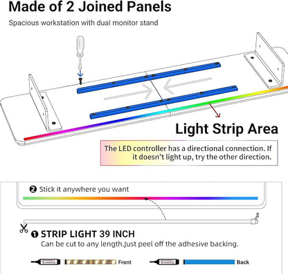 AFOOYO Monitor Stand Riser,31.5-Inch LED Light Wood Computer Monitor Stand with Adjustable Acrylic Legs,Desk Accessories Desktop Organizer Stand for, Computer,Laptop,Printer,PC TV Screen Riser,White