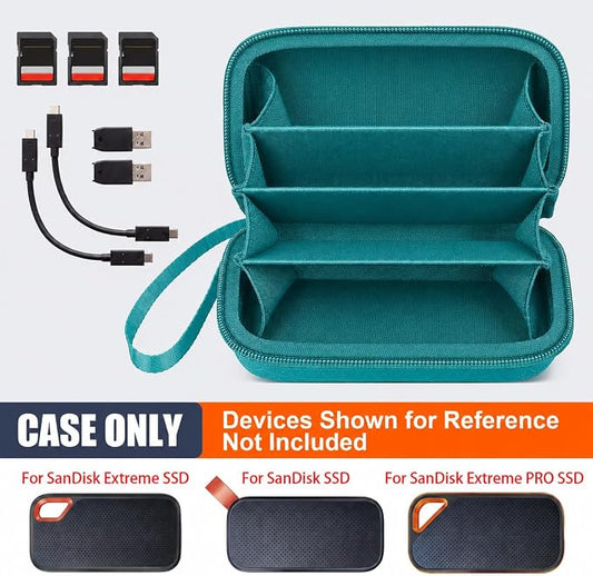 Case for SanDisk Extreme Pro/for SanDisk Portable SSD 1TB 2TB 4TB 500GB External Solid State Drive, for Samsung T7/T9, for Crucial X9/X10 Pro & SD Card Accessories (Green)