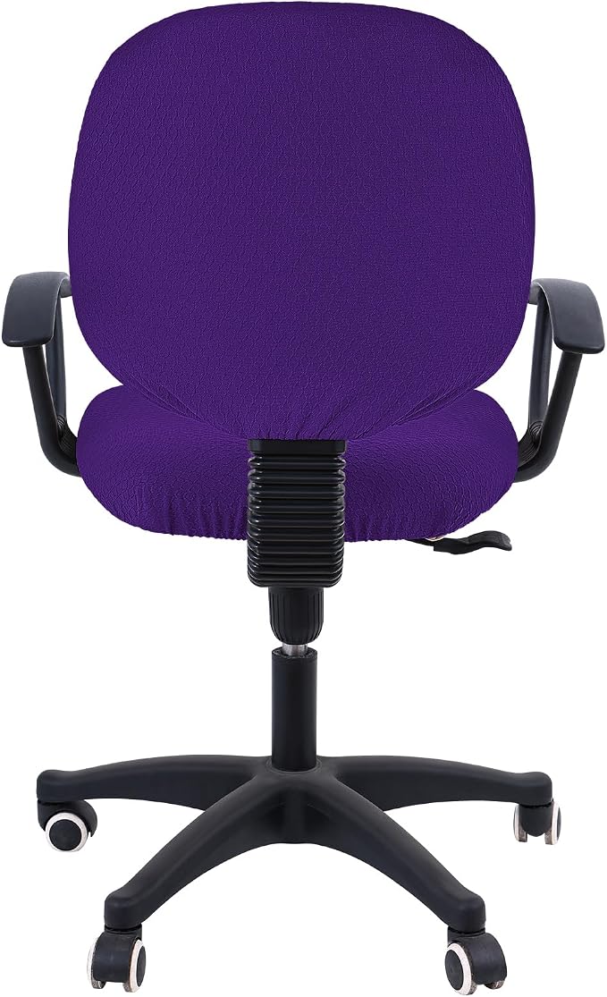 Smiry Stretch Jacquard Office Computer Chair Covers, Removable Washable Universal Desk Rotating Chair Slipcovers Protector, Seat + Backrest Cover, Violet