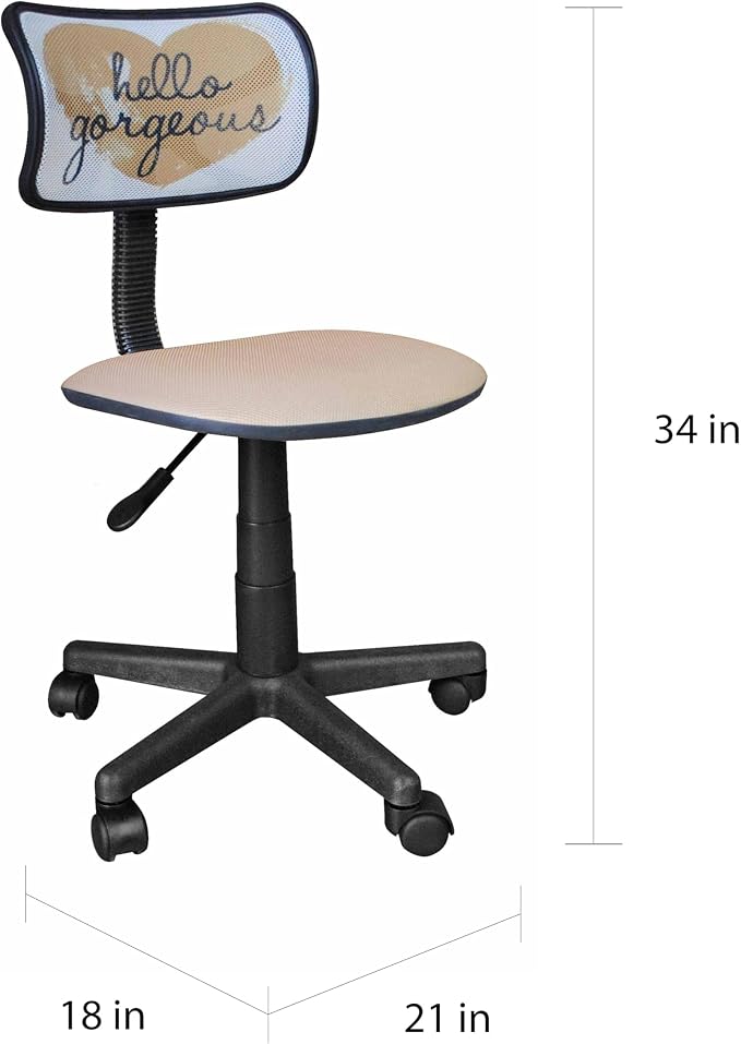 Urban Lifestyle Printed Swivel Mesh Chair, Hello Gorgeous 23D x 12W x 35H in