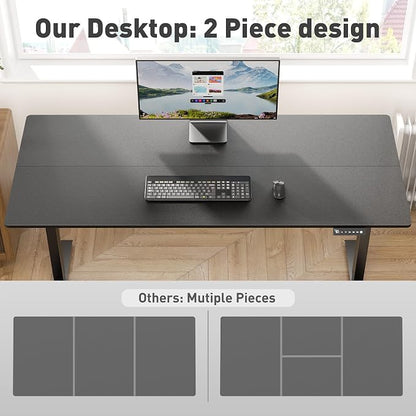 63x24 in Electric Standing Desk,Adjustable Height with Wheels,Black | Spliced Desktop,27.9"–46.8" Height Range,4 Memory Presets,Lockable Wheels,Headphone Hook,Sit Stand Desk,Home Office