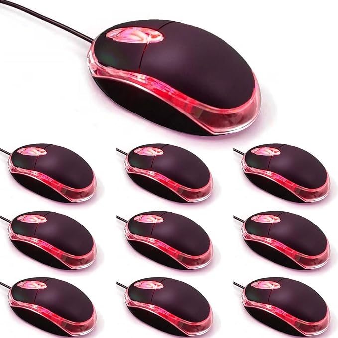 Guiheng 10 Pack Wired Mini Optical Mouse Computer Mouse Ergonomic Mouse with USB Mouse for Laptop PC Desktop mice Compatible with Windows Linux Mac fit for Office Business Home,Kids（Black）