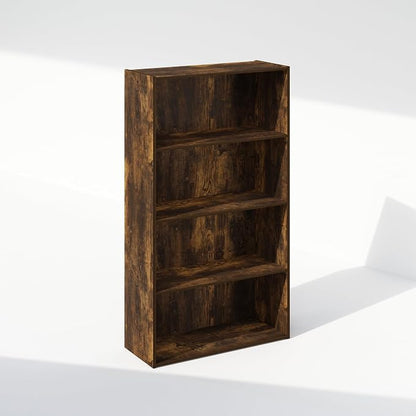 Furinno Simple Book Shelf, 4-Tier Bookshelf, Bookcase with Open Shelf, 9.4 x 23.6 x 41.7, for Living Room, Bedroom, Home Office, Amber Pine