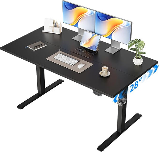 Agilestic Electric Standing Desk, 48 x 28 Inches Height Adjustable Desk, Sit Stand up for Work Office Home, Ergonomic Rising Computer Table with Memory Preset, Black