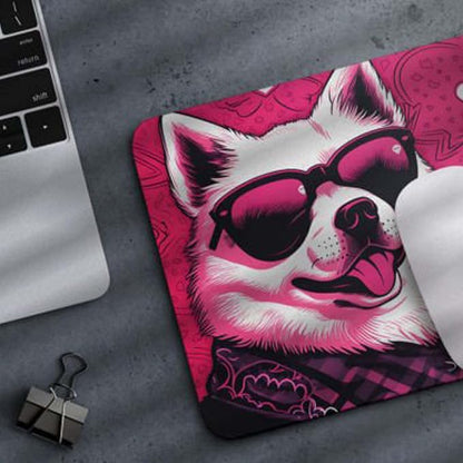 Pink Mousepad Glamour Dog Akita Mouse Pad for Home Office Gaming Working Desk Computer Desktop Accessories Non-Slip Rubber Mousepad for Dog Lovers