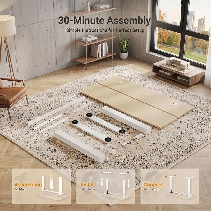 Claiks Electric Standing Desk 40x24 Inches, Adjustable Height Motorized Sit Stand Desk with 3 Memory Presets&Cable Management, Space-Optimized Computer Workstation for Home Office&Bedroom, Nature