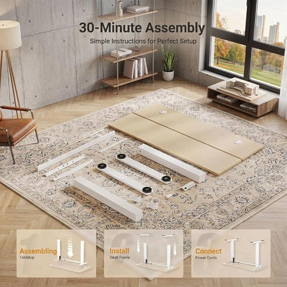Claiks Electric Standing Desk 40x24 Inches, Adjustable Height Motorized Sit Stand Desk with 3 Memory Presets&Cable Management, Space-Optimized Computer Workstation for Home Office&Bedroom, Nature