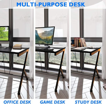 Tangkula 46" Gaming Desk PC Computer Desk, Home Office Study Writing Table for Small Space, Black Gamer Workstation