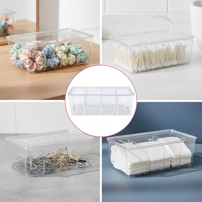 Lash Tray Organizer, 4-Compartment Acrylic Makeup Organizer, Eyelash Case for Lash Cart Use, Clear Eyelash Extension Supplies Storage Holder, Desktop Display for Salon Vanity Desk, Beauty Studio