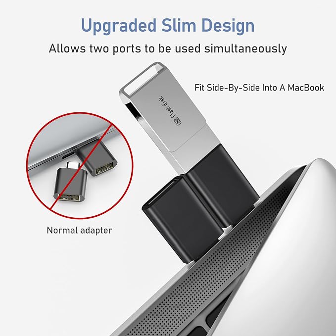 Basesailor USB C to USB Adapter 3Pack,USB C Male to USBA 3.0 Female Adapter,Type C Thunderbolt 4 OTG Converter for Apple MacBook Pro,iPad Air,Microsoft Surface Go,Samsung Galaxy S26,iPhone 17 17e 16