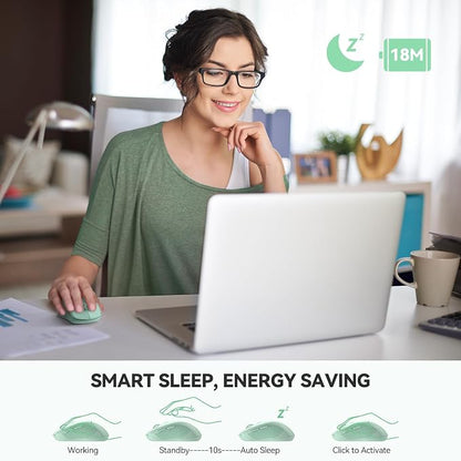 TECKNET Bluetooth Mouse (BT 5.0/3.0+2.4Ghz), 6-Level 4000 DPI Wireless Mice for Laptop, 2-in-1 Ergonomic Computer Portable PC Mouse, Silent Mouse with USB Receiver for Windows/Mac/PC/Notebook-Green