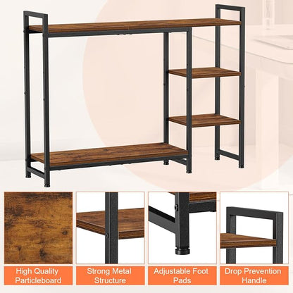 Snughome Adjustable Desk Shelf with Monitor Stand, 38.6" Desktop Organizer Hutch, Height Adjustable Computer Monitor Riser & 4 Tier Storage Bookshelf for Home Office Dorm