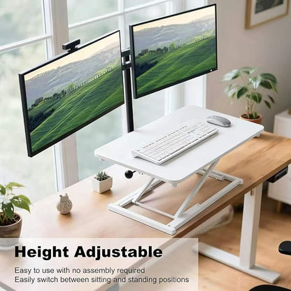 Standing Desk Converter Adjustable Height,Keyboard Riser for Stand Up Desk Riser,Computer Keyboard Stand for Desktop,Ergonomic Sit Stand Computer Workstations White Size 23.6 Inch
