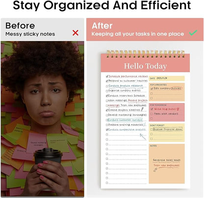 Taja To Do List Notepad - To Do List Notebook for Work with 52 Sheets, 9.8" x 6.5", Undated Daily Planner Perfect for Daily Tasks and Goal Setting, Notepad Suitable for Office, Home & School - Pink