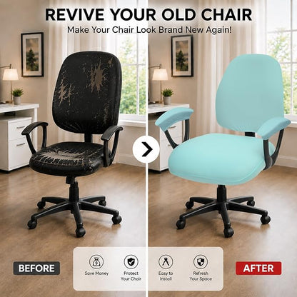 Stretchable Split Office Chair Seat Covers with Armrest Covers - Universal Stretch Computer Chair Slipcover - 180GSM Washable Rotating Backrest Coverings & Cushion Protectors for Dogs, Cats, Pets