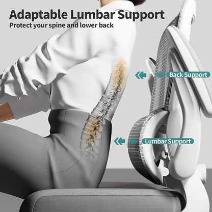 TRALT Office Chair - Ergonomic Desk Chair with Adjustable Lumbar Support, Mesh Computer Chair, Executive Chairs for Home Office Comfortable Lumbar Support (White)