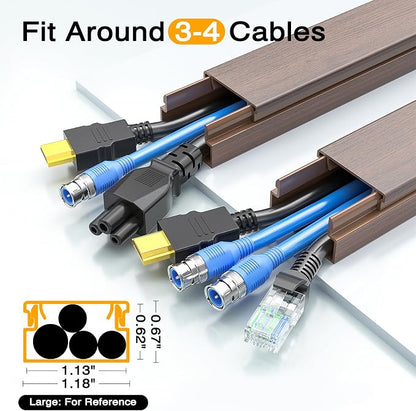 Delamu 157in Cord Hider Wall, TV Cable Hider Cord Covers for Wires on Wall, Large Cable Cover Raceway to Hide 2-4 Cords, Wire Hiders Wire Covers for Cords for TV on Walls, W1.18 H0.6in, Cherrywood